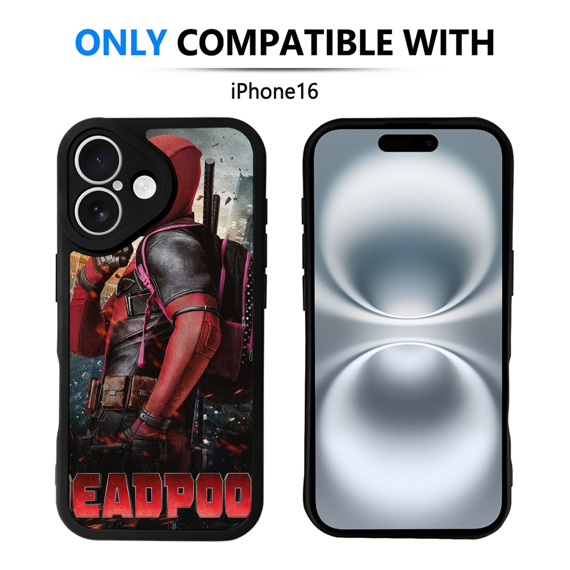 （画像用） Deadpool デッドプール 【iPhone 16シリーズ対応】シリコンスマホケース（レザー調） 材質：シリコン